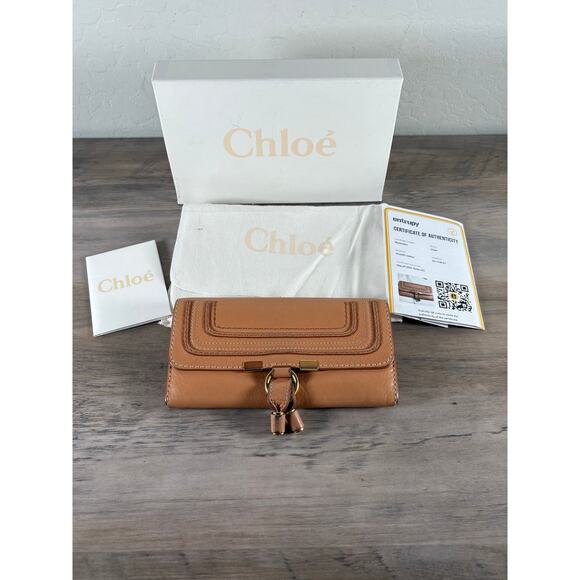 Chloe Maurice Tan Leather Wallet- Excellent Used Condition- Dust Bag Box Cert Au